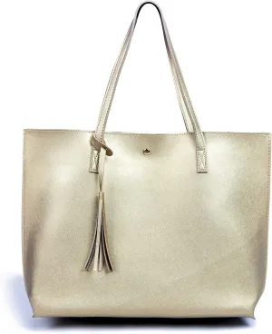 Women Tote Bags Top Handle Satchel Handbags PU Faux Leather Tote Bag with Tassel Shoulder Purse
