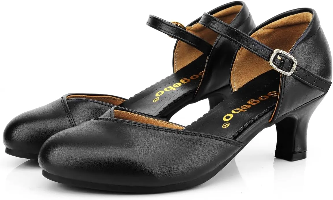 Women's Ballroom Salsa Latin Dance Pumps Wedding Ankle Strap Heels Character Shoes