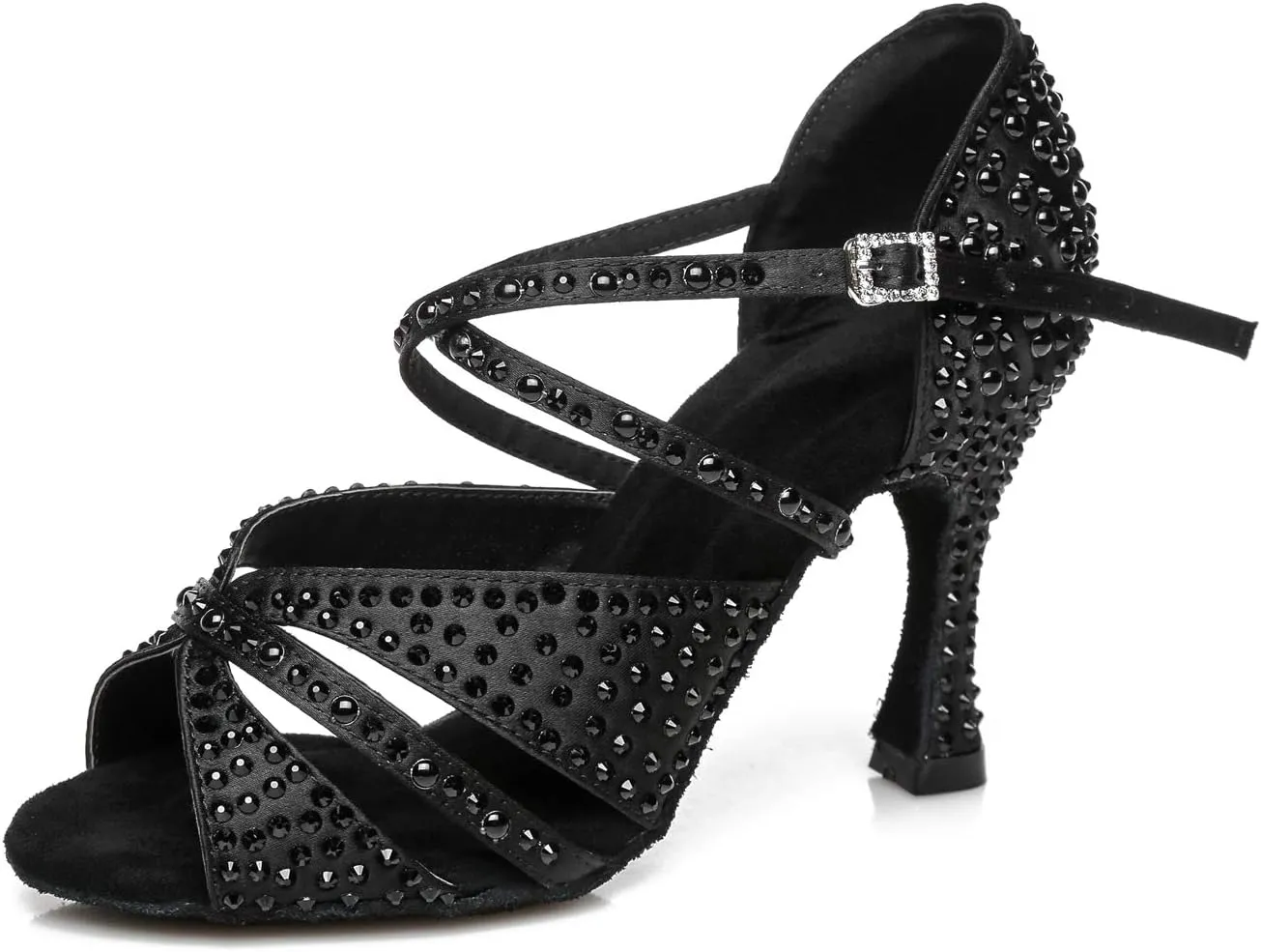 Womens Beaded Latin Salsa Dancing Shoes Ankle Strap Wedding Evening Sandals