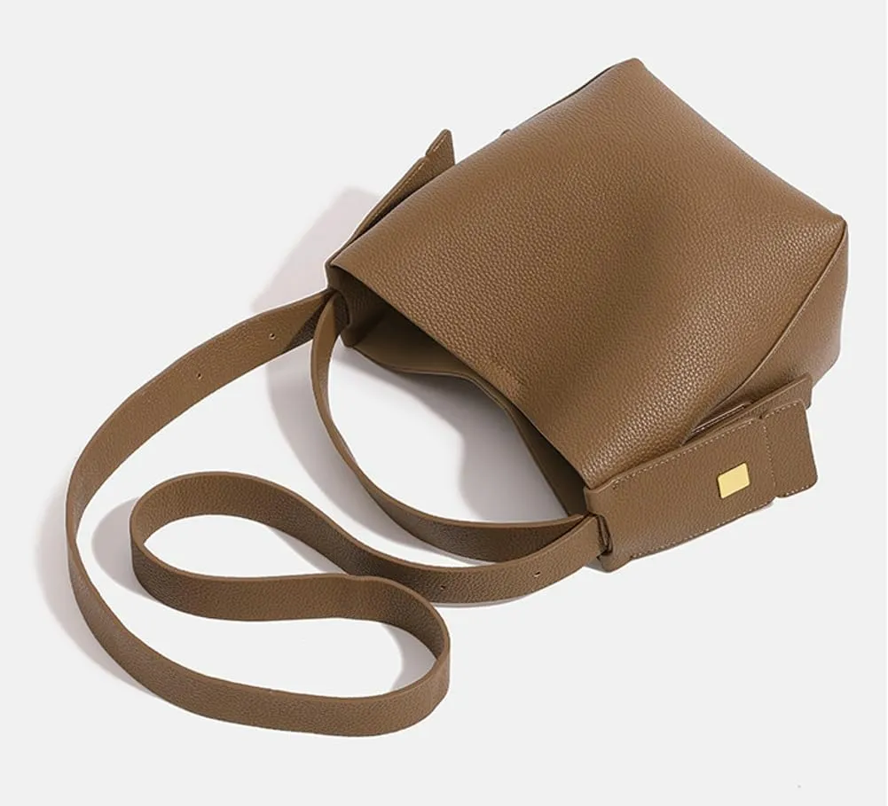 Womens Casual Bucket Tote Bag Small Vegan Leather Shoulder Crossbody Purse Handbag Ladies Trendy Working Satchels