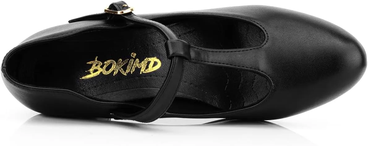 Womens Character T-Strap Dress Shoes - Leather Salsa Dance Heels
