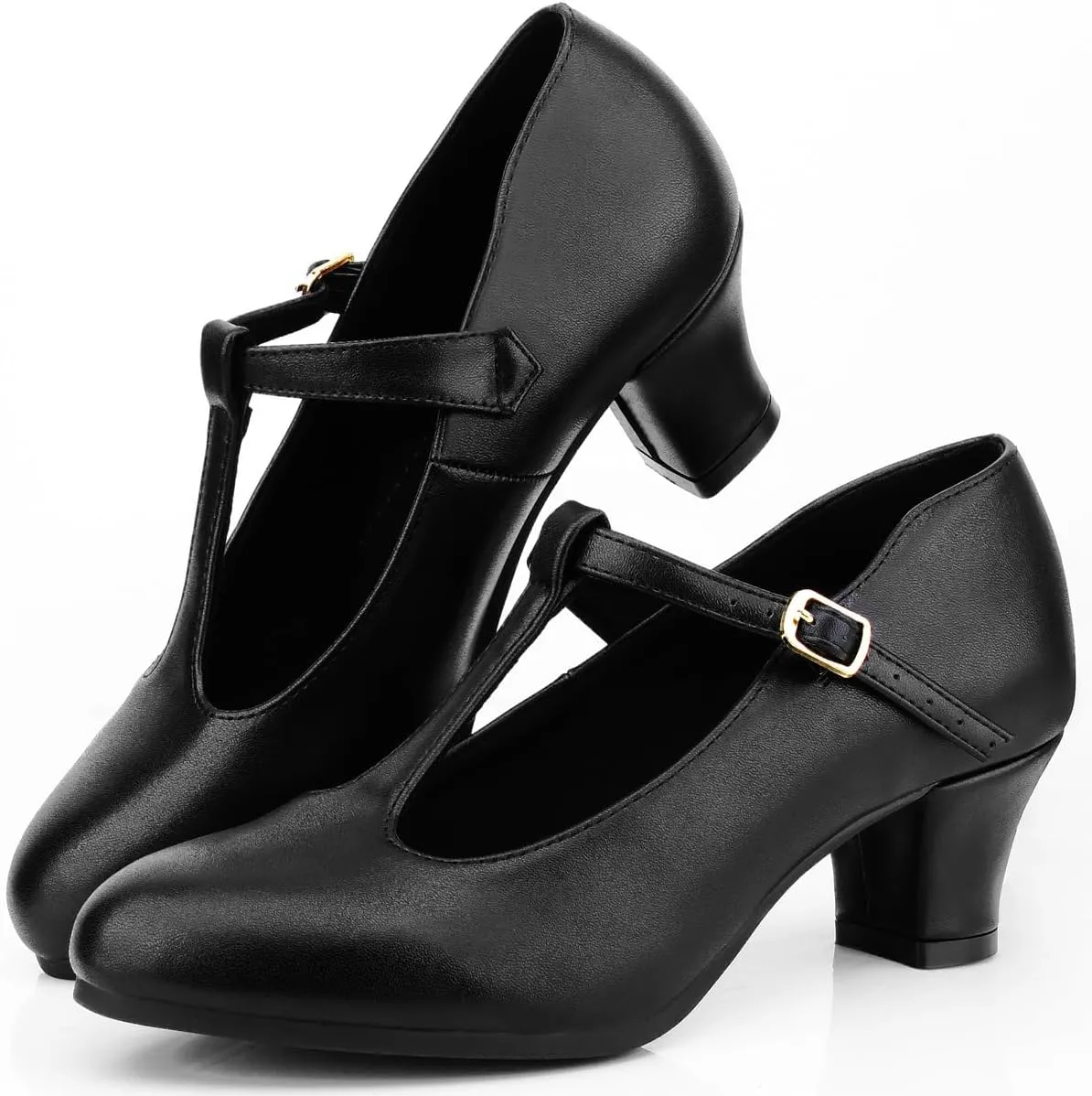 Womens Character T-Strap Dress Shoes - Leather Salsa Dance Heels