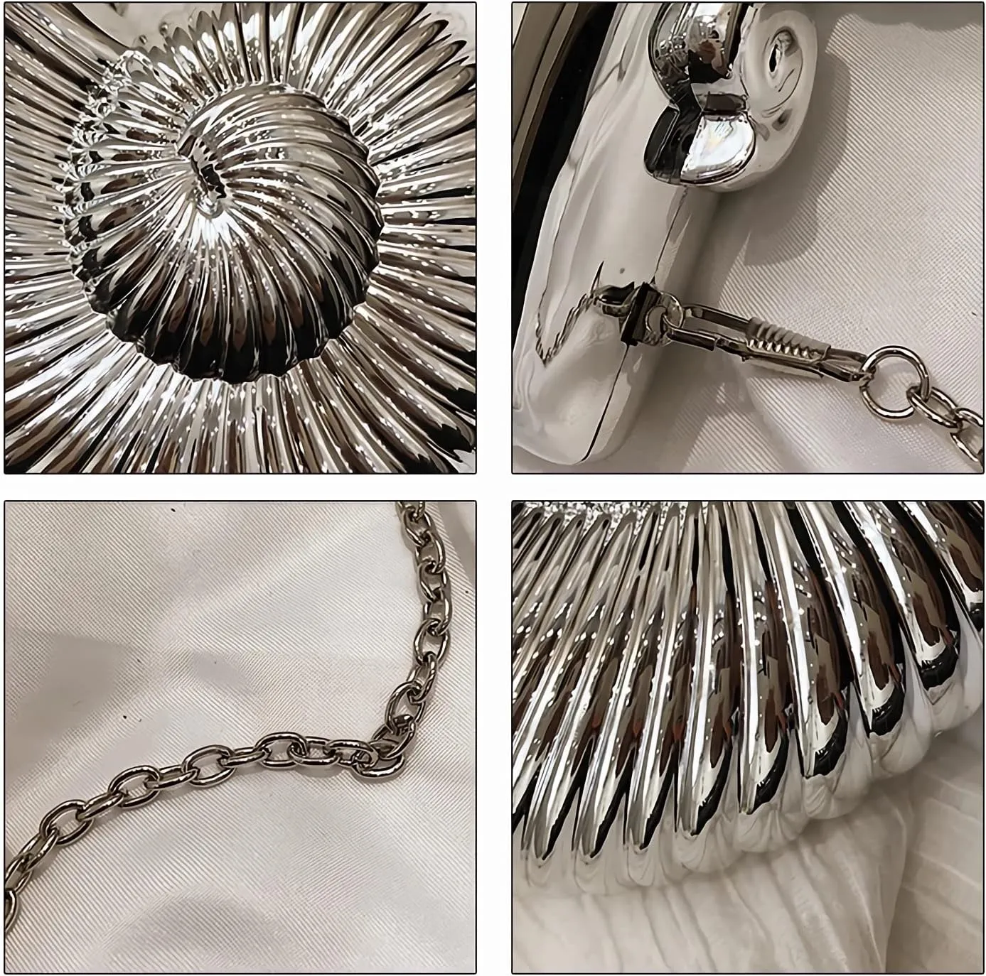Women's Conch Clutch Purse Elegant Acrylic Evening Bag with Chain Strap for Crossbody Shoulder for Wedding Party Proms