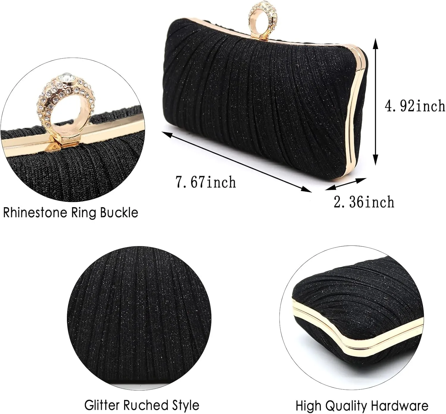 Women's Evening Bag Summer Wedding Party Clutches Pleated Evening Bag for Bridal Shoulder Handbag