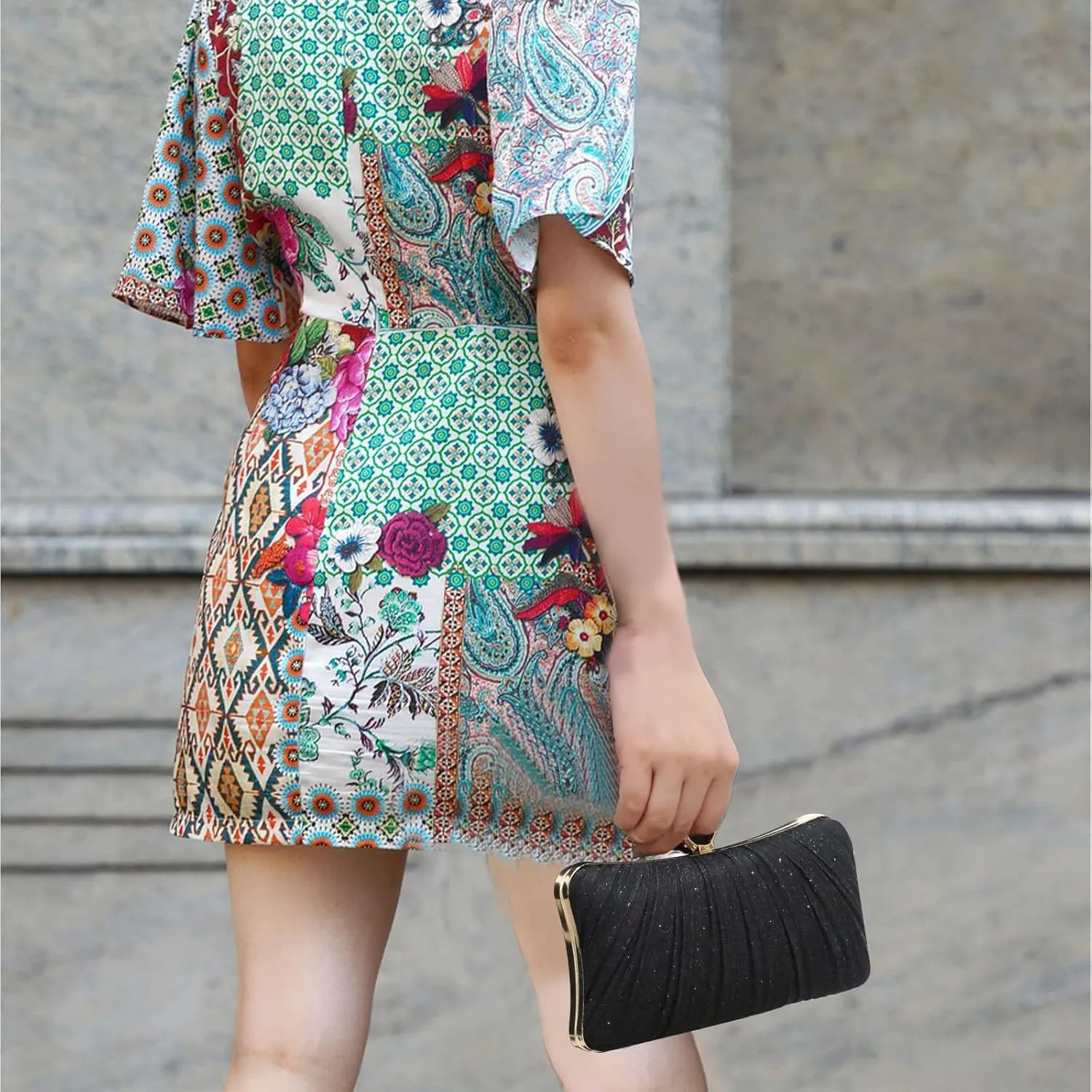 Women's Evening Bag Summer Wedding Party Clutches Pleated Evening Bag for Bridal Shoulder Handbag