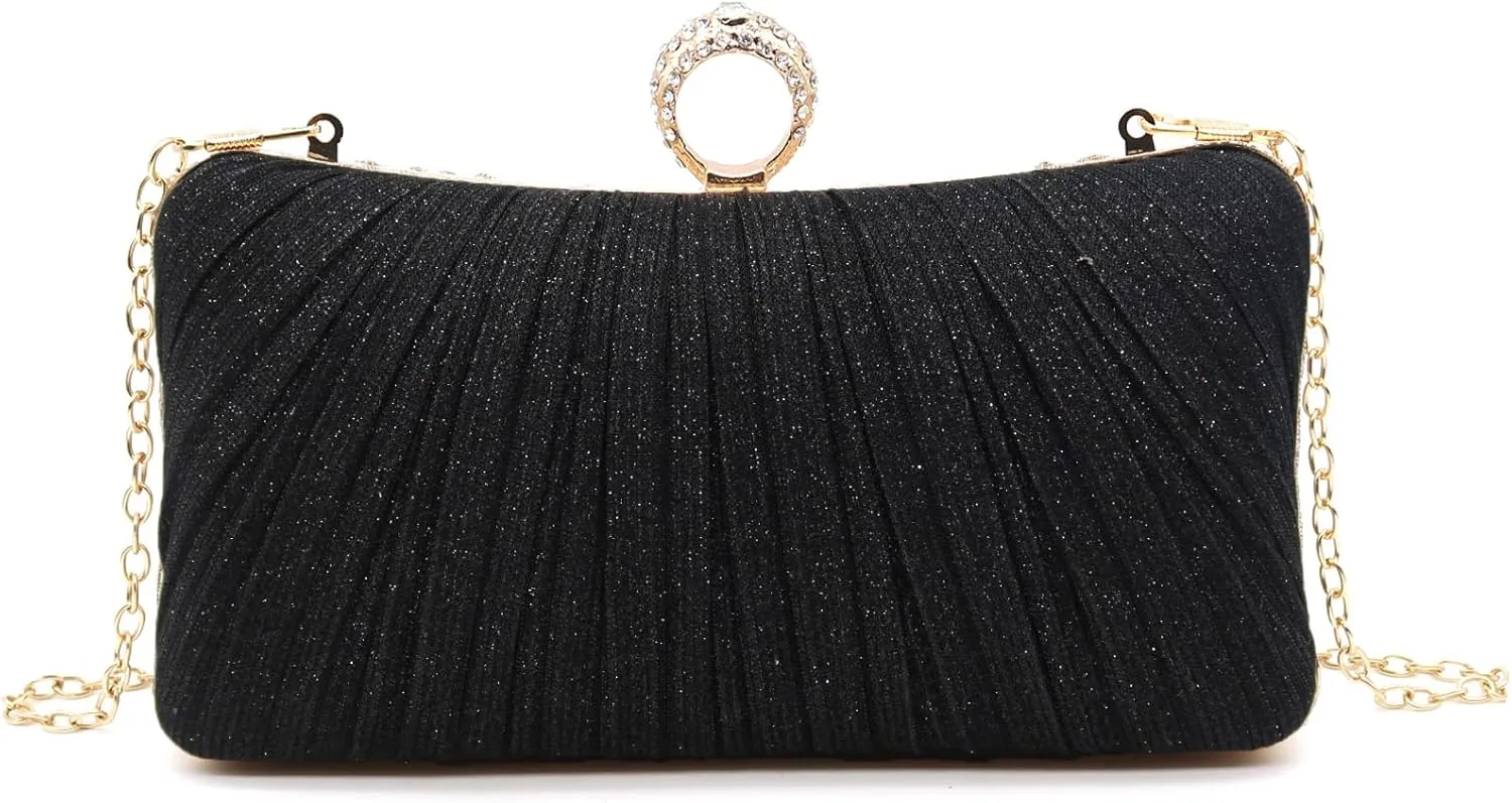 Women's Evening Bag Summer Wedding Party Clutches Pleated Evening Bag for Bridal Shoulder Handbag