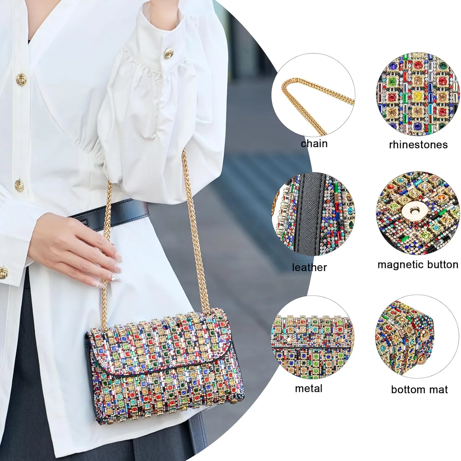Women's Evening Handbags Rhinestone Purse Crystal Evening Clutch for Women Formal