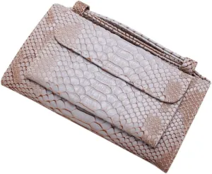 Womens Genuine Leather Snakeskin Crossbody Purse Tote Handbag Clutch Wallet with Chain