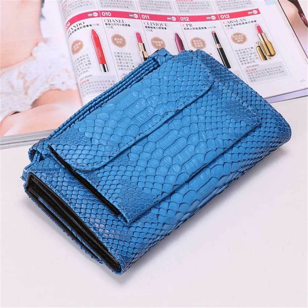 Womens Genuine Leather Snakeskin Crossbody Purse Tote Handbag Clutch Wallet with Chain