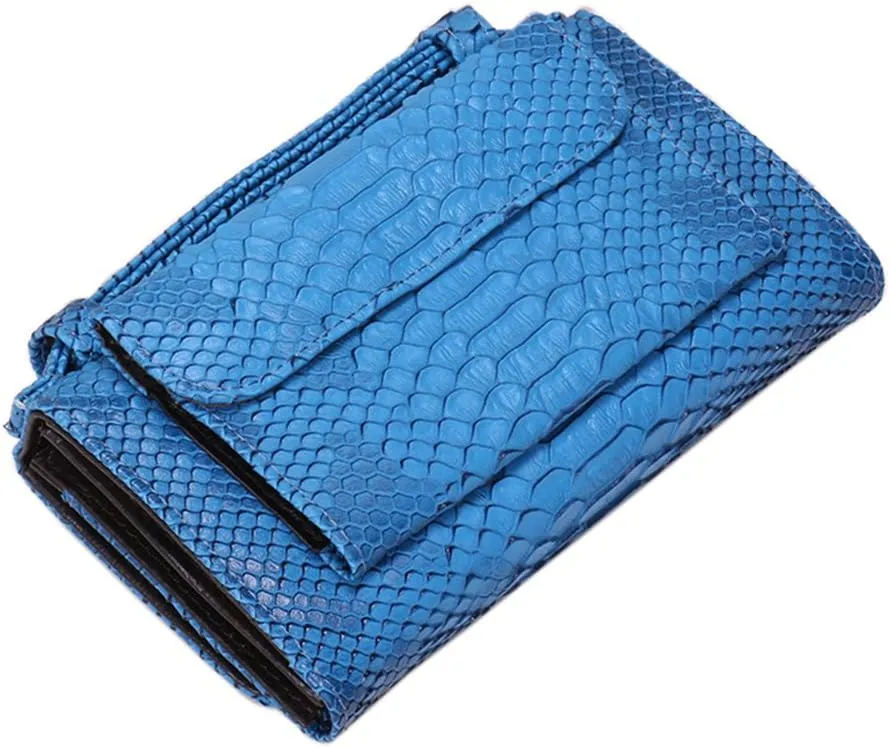 Womens Genuine Leather Snakeskin Crossbody Purse Tote Handbag Clutch Wallet with Chain