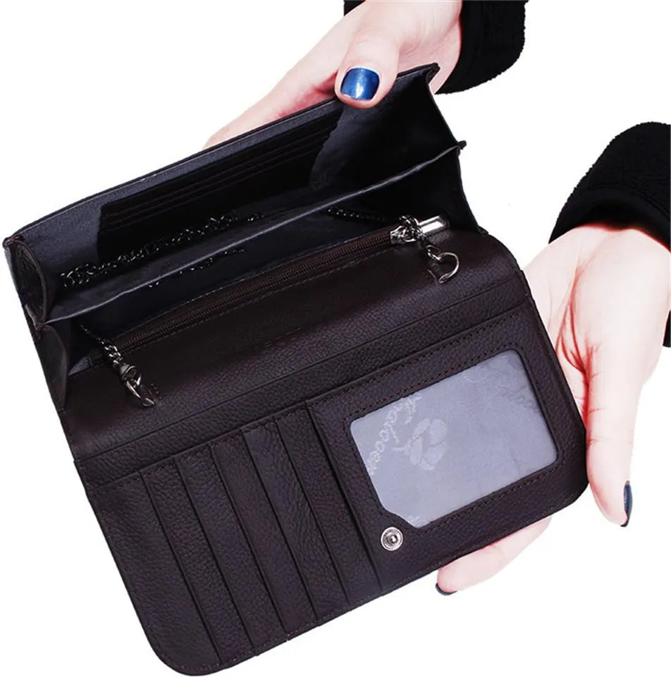 Womens Genuine Leather Snakeskin Crossbody Purse Tote Handbag Clutch Wallet with Chain
