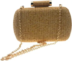 Women's Handwoven Straw Evening Handbags Summer Wallet Clutch Bag Crossbody Mobile Phone Bag