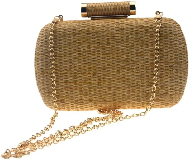 Women's Handwoven Straw Evening Handbags Summer Wallet Clutch Bag Crossbody Mobile Phone Bag