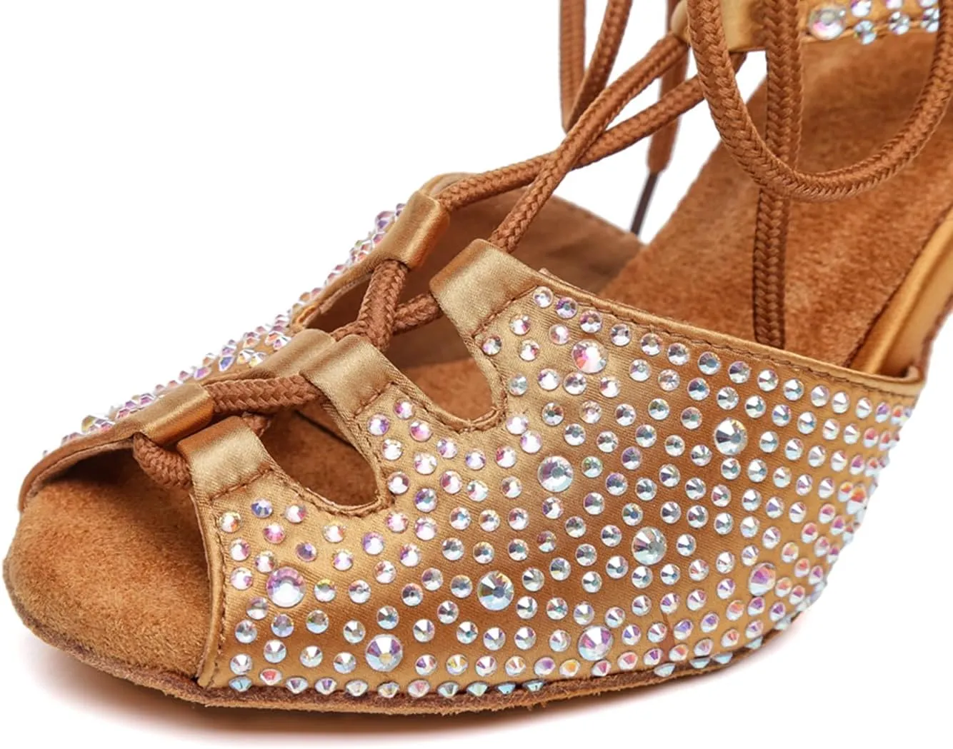 Women's Lace-up Peep Toe Ballroom Tango Party Wedding Practice Performence Professional Dance Shoes