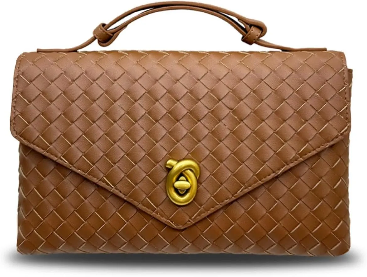 Women's leather woven crossbody bag