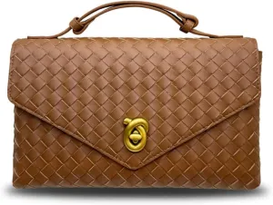 Women's leather woven crossbody bag