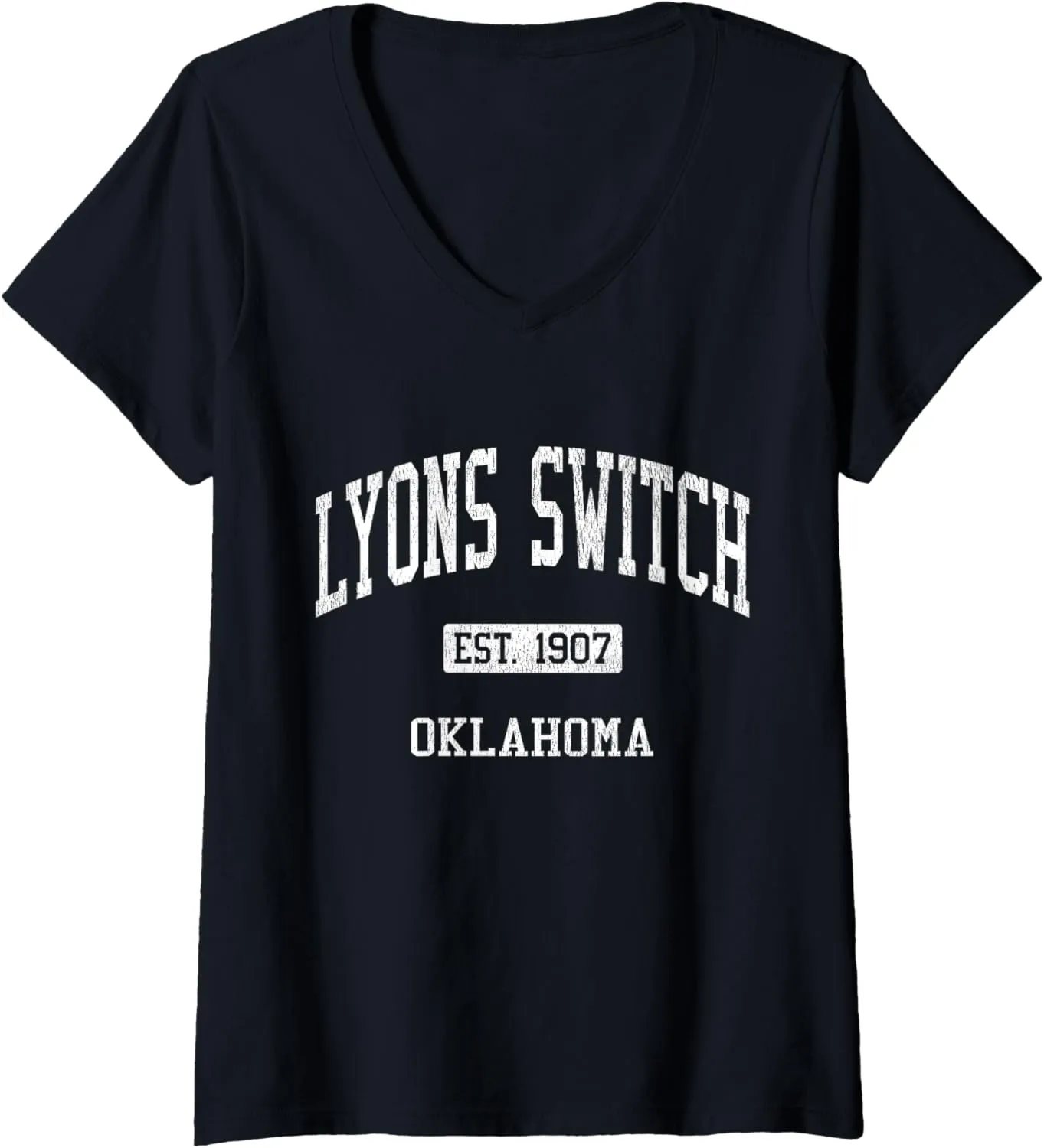 Womens Lyons Switch Oklahoma OK JS04 Vintage Athletic Sports V-Neck T-Shirt