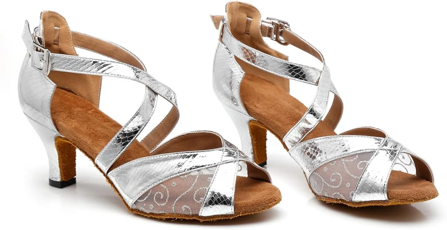 Women's Peep-Toe Breathable Mesh at Vamp Synthetic Ballroom Tango Jazz Party Wedding Practice Dance Shoes