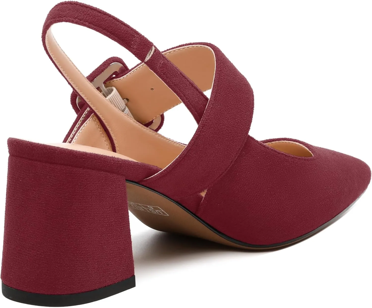 Women's Slingback Heels Mid Heel Pumps Pointed Closed Toe Chunky Heel Suede Wedding Party Shoes