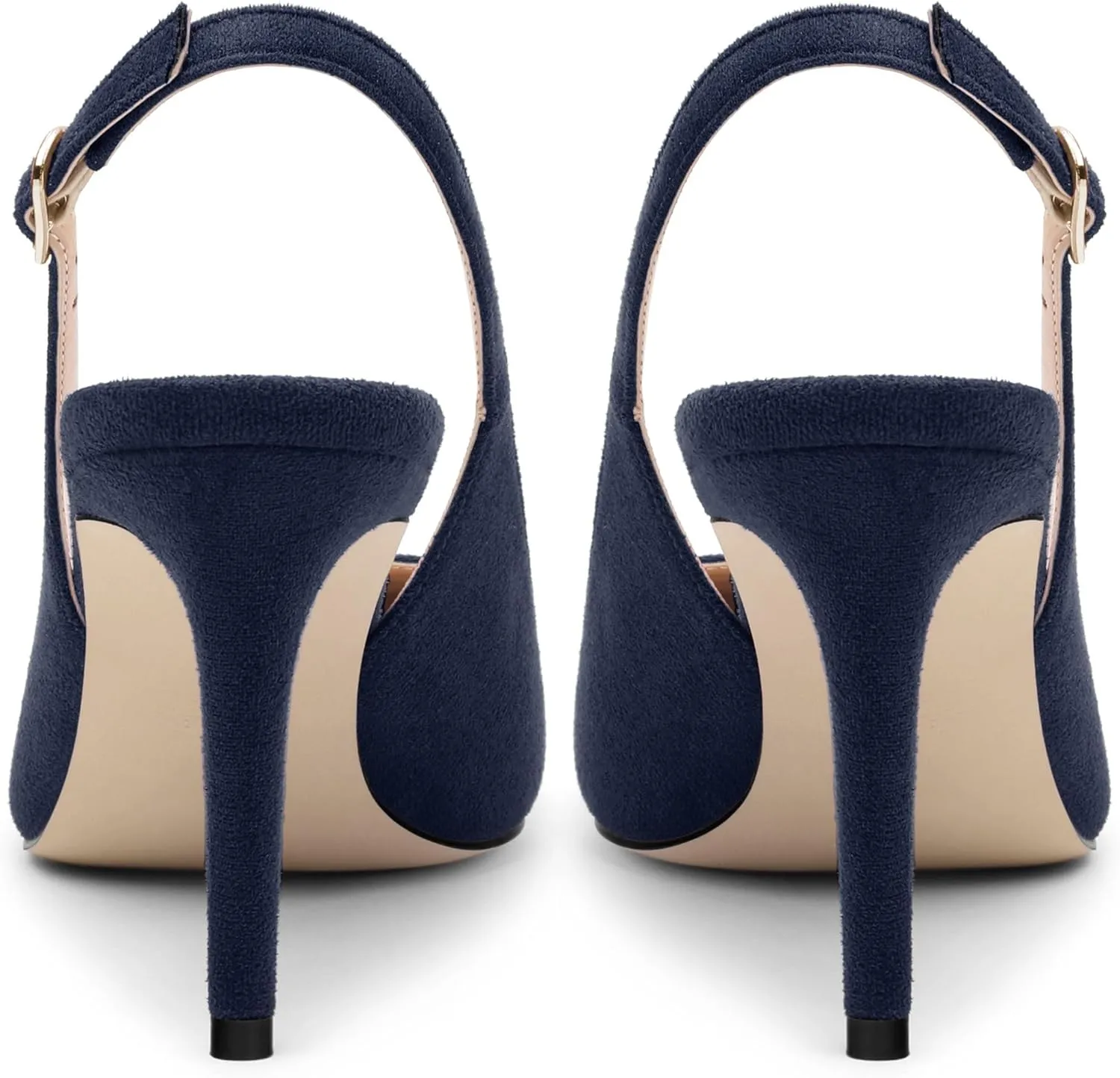 Women's Slingback Suede Pointed Toe Wedding Dress Buckle Comfort Stiletto High Heels Pumps Shoes 3.35 Inch