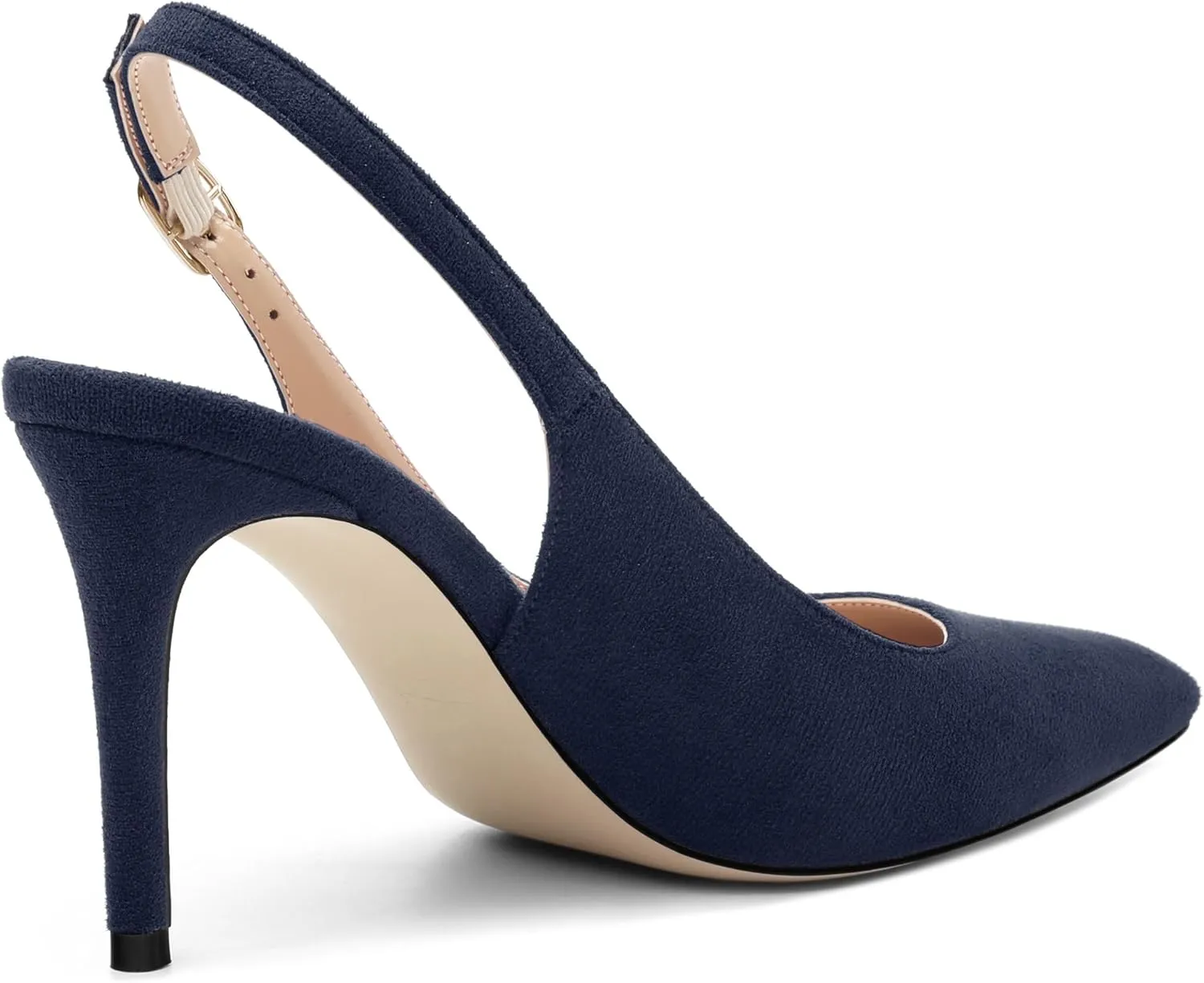 Women's Slingback Suede Pointed Toe Wedding Dress Buckle Comfort Stiletto High Heels Pumps Shoes 3.35 Inch