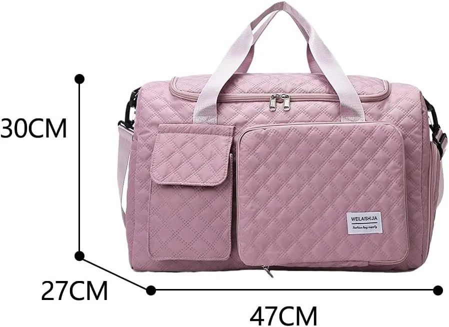 Women’s Sports Travel Duffel Bag - Weekender Overnight Bag with Wet Pocket & Shoe Compartment - 707 (Dark Pink)(Dark Pink)
