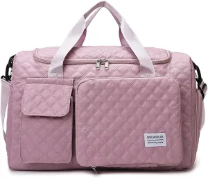 Women’s Sports Travel Duffel Bag - Weekender Overnight Bag with Wet Pocket & Shoe Compartment - 707 (Dark Pink)(Dark Pink)