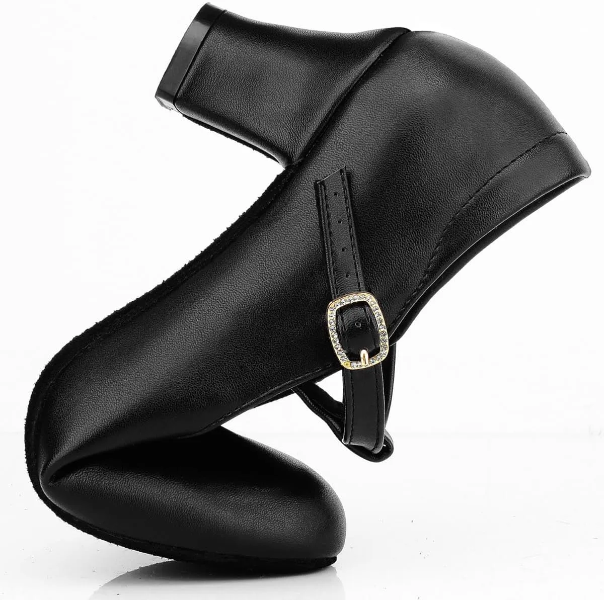 Women's T-Strap Character Shoes Latin Ballroom Dance Heels Black Wedding Pumps