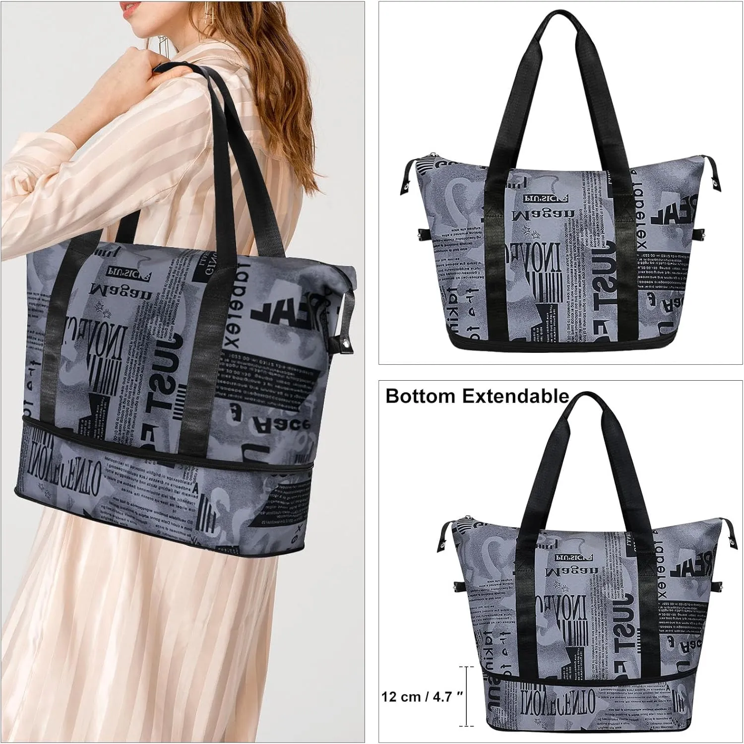 Womens Travel Duffel Bag Lightweight Sport Gym Bag Waterproof Weekender Overnight Bag with Wet and Dry Separation Pocket for Gym Training Yoga Fitness Swimming