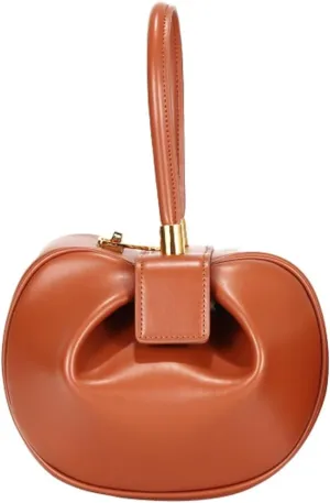 Women's Trendy Genuine Leather Clutch Purse Sphere Wristlet Handbags Mini Tote Bag Elegant Ladies Shoulder Satchels