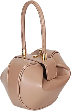 Women's Trendy Genuine Leather Clutch Purse Sphere Wristlet Handbags Mini Tote Bag Elegant Ladies Shoulder Satchels