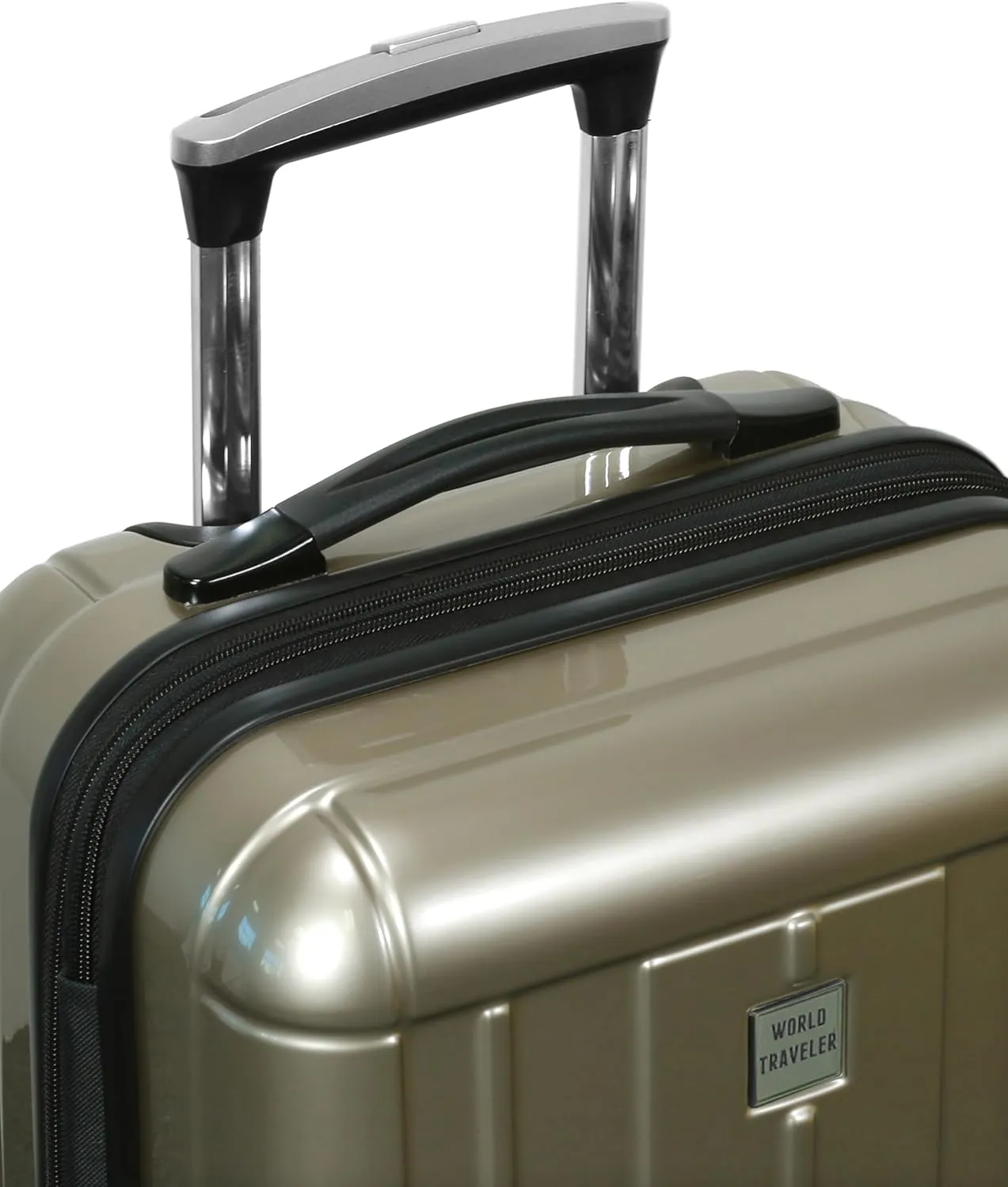 World Traveler VentureX Airline Approved Carry-On Luggage – Lightweight Hardside Suitcase with Spinner Wheels, Contour Champagne, 20-inch