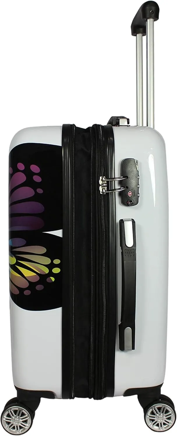 World Traveler VentureX Airline Approved Luggage – Lightweight Hardside Suitcase with Spinner Wheels, Butterfly, 2-Piece Carry-On Set