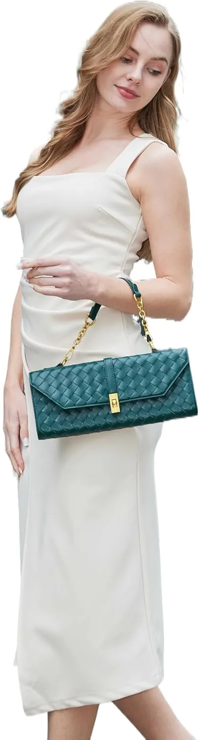 Woven Evening handbags for Women Crossbody Purse Wallet With Orange Gift Bag