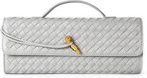 Woven Purse For Women Evening Clutch Woven Leather Handbags Crossbody Bag Suede Purse Formal Evening bag