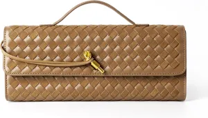 Woven Purse For Women Evening Clutch Woven Leather Handbags Crossbody Bag Suede Purse Formal Evening bag