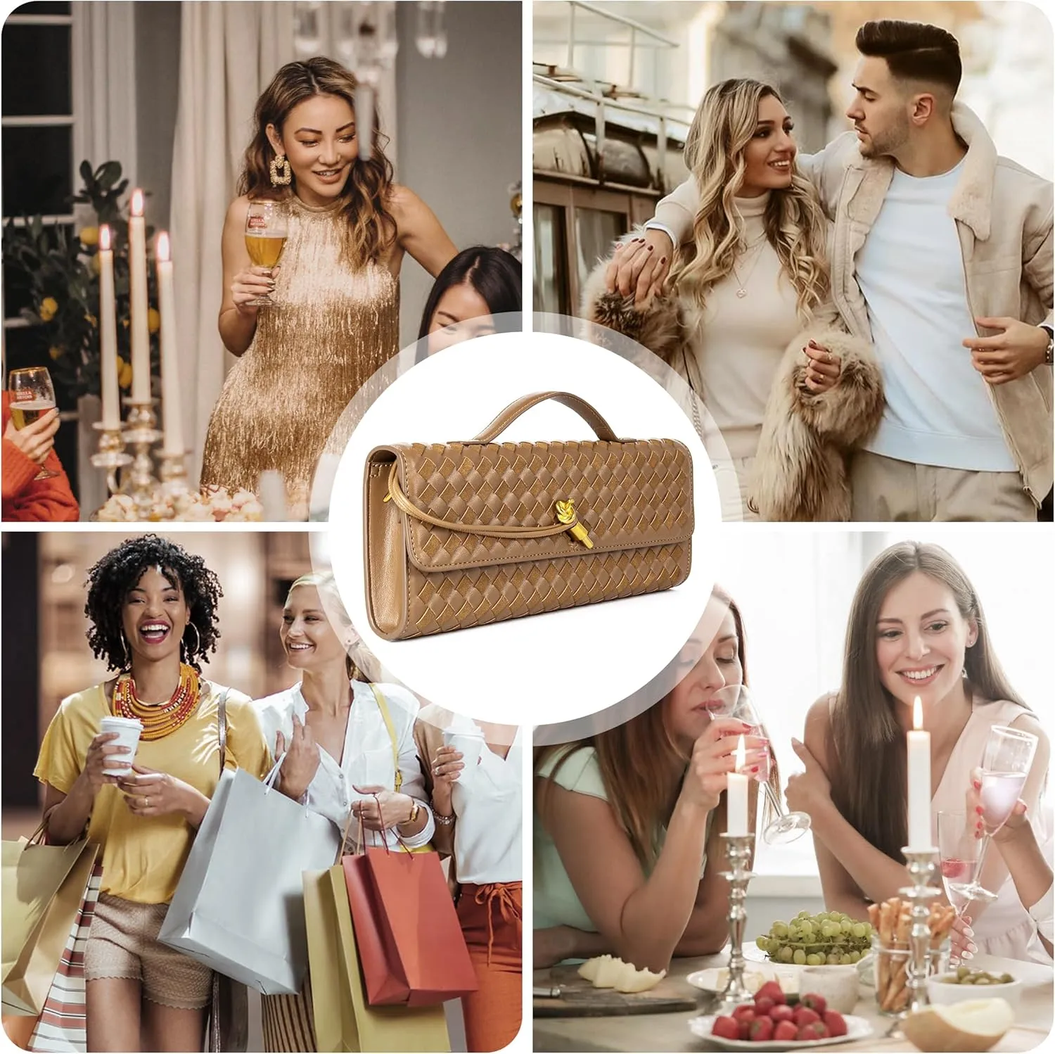 Woven Purse For Women Evening Clutch Woven Leather Handbags Crossbody Bag Suede Purse Formal Evening bag