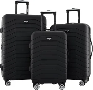 Wrangler Tahoe 3 Piece Spinner Luggage Set, Black, 7143 Cubic inches