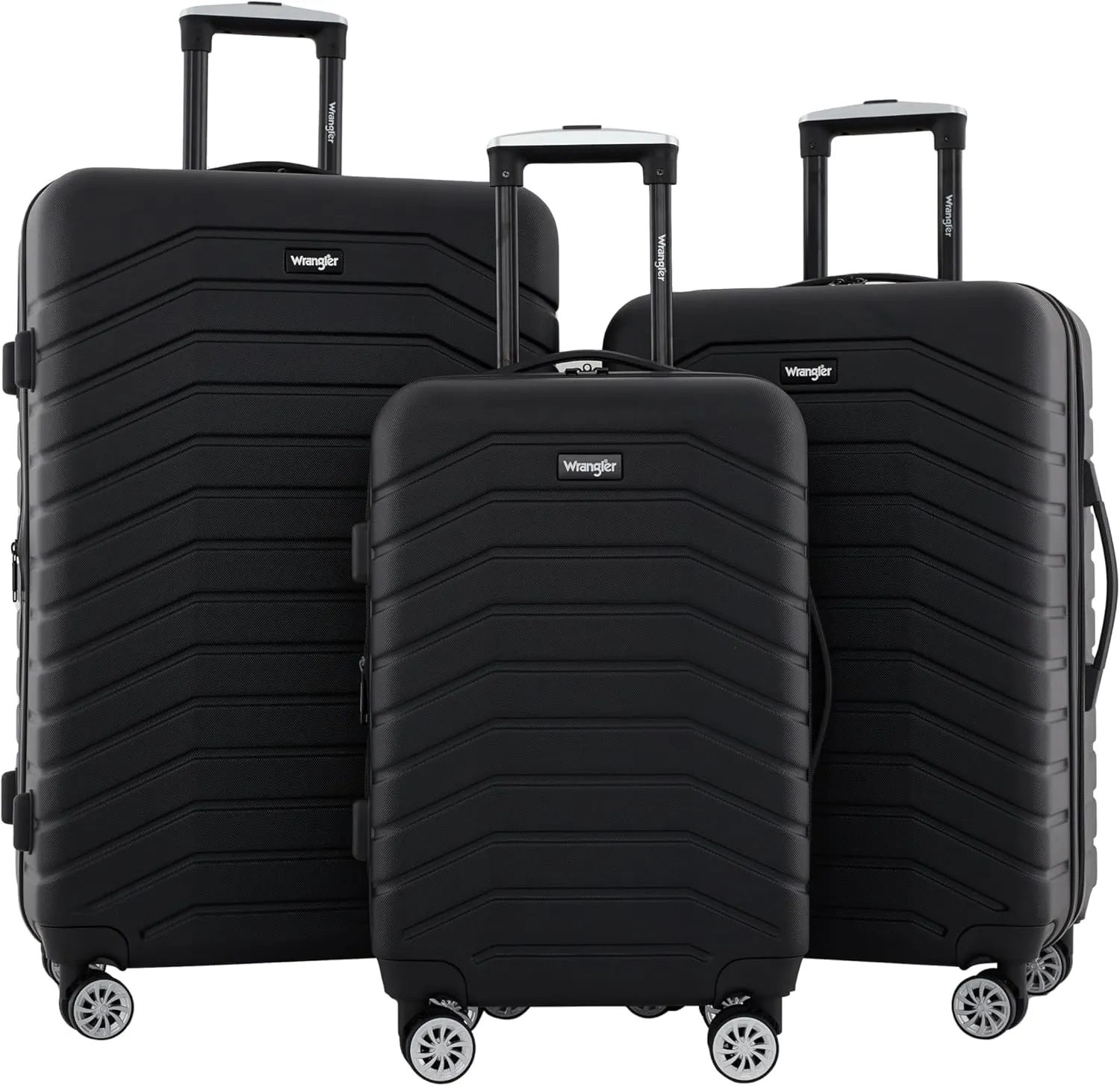 Wrangler Tahoe 3 Piece Spinner Luggage Set, Black, 7143 Cubic inches