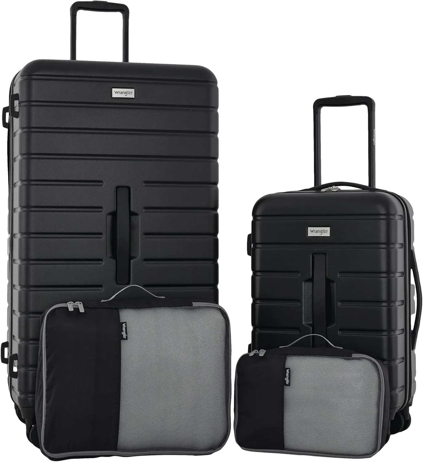 Wrangler Tall Trunk Luggage 4 Piece Set, Black
