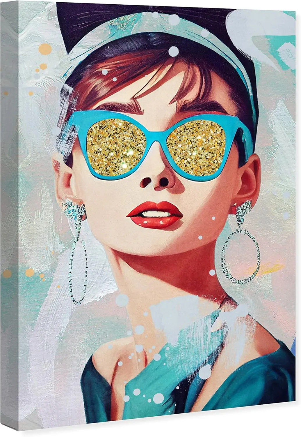 Wynwood Studio Fashion and Glam Contemporary In Glam Thoughts Canvas Wall Art Living Room Bedroom and Bathroom Home Decor 16 in x 24 in Blue and Gold