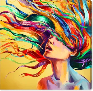 Wynwood Studio Fashion and Glam Contemporary Wrapped Canvas Art - Burst of Saturation II, Wall Art for Living Room, Bedroom, and Bathroom, 20 in x 20 in, Yellow and Blue Home Decor