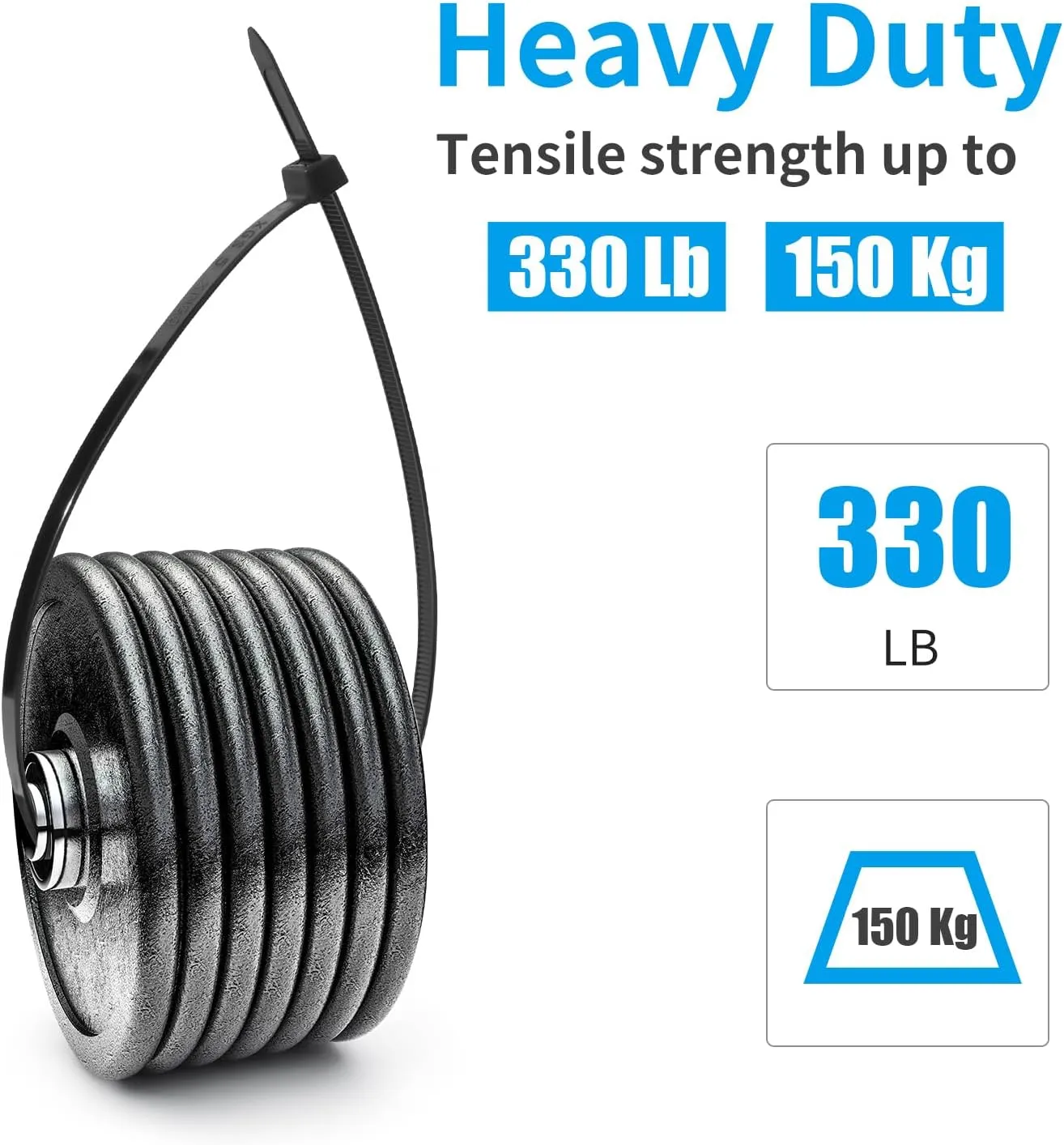 XINGO 18 Inch Black Large Zip Ties Heavy Duty 50 Pack, 330 LBS Ultra Exclusive Strong Plastic Wire Ties, Large Cable Ties Extra Long Ties Wraps For Indoor and Outdoor Use