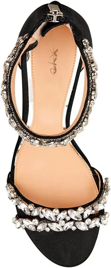 XYD Women Mid Heel Rhinestone Strappy Sandals Open Toe Ankle Strap Prom Evening Party Dressy Shoes