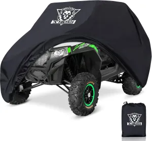 XYZCTEM UTV Cover,420D Polyester Oxford Weatherproof UTV Covers for Polaris RZR Can-Am Yamaha Honda Kawasaki Suzuki,and More,134" Lx70 Wx75H(Black,2-3 Seater)