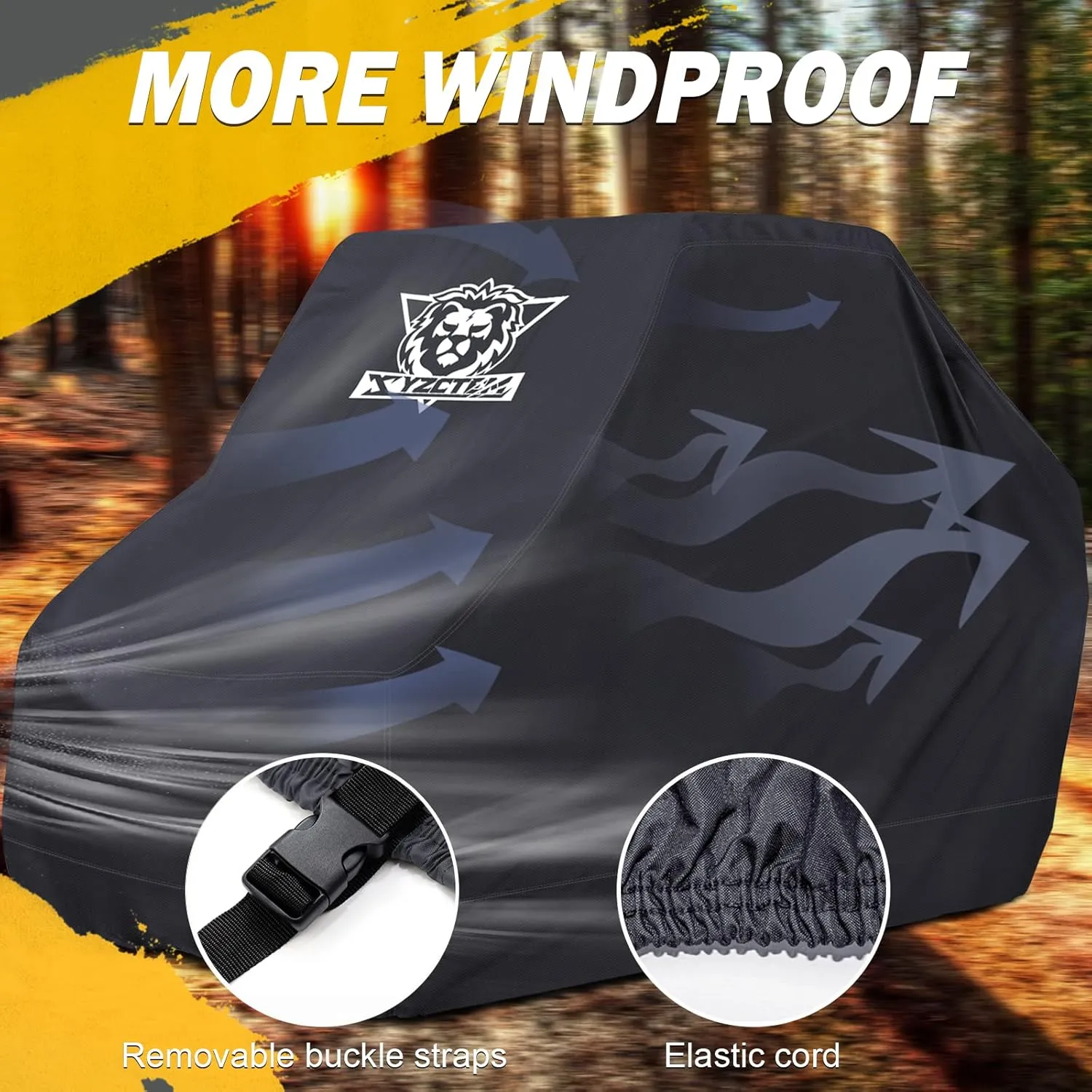 XYZCTEM UTV Cover,420D Polyester Oxford Weatherproof UTV Covers for Polaris RZR Can-Am Yamaha Honda Kawasaki Suzuki,and More,134" Lx70 Wx75H(Black,2-3 Seater)