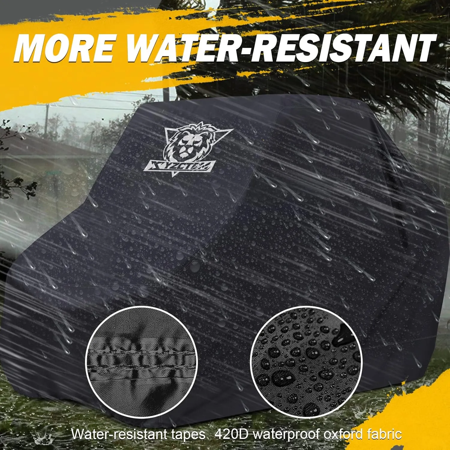 XYZCTEM UTV Cover,420D Polyester Oxford Weatherproof UTV Covers for Polaris RZR Can-Am Yamaha Honda Kawasaki Suzuki,and More,134" Lx70 Wx75H(Black,2-3 Seater)