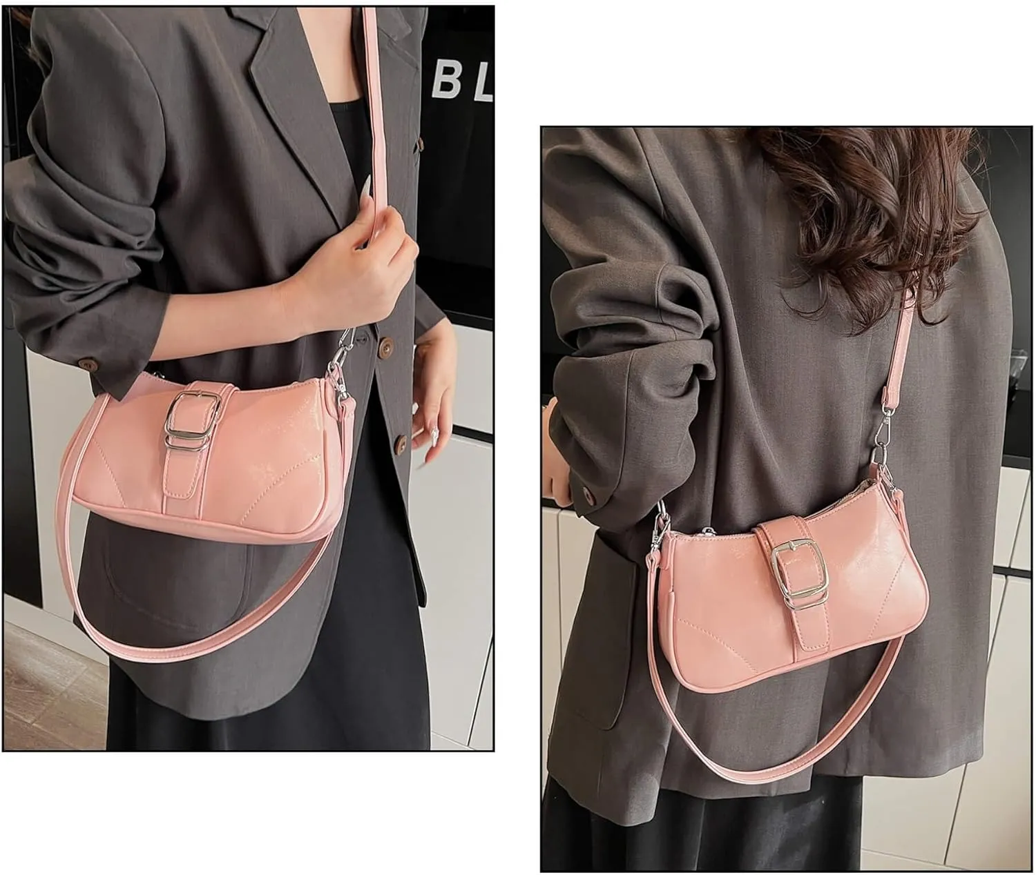 Y2K Style Trendy Purse with Buckle Detail, Punk Hobo Clutch Purse Bag, Ideal for Outings