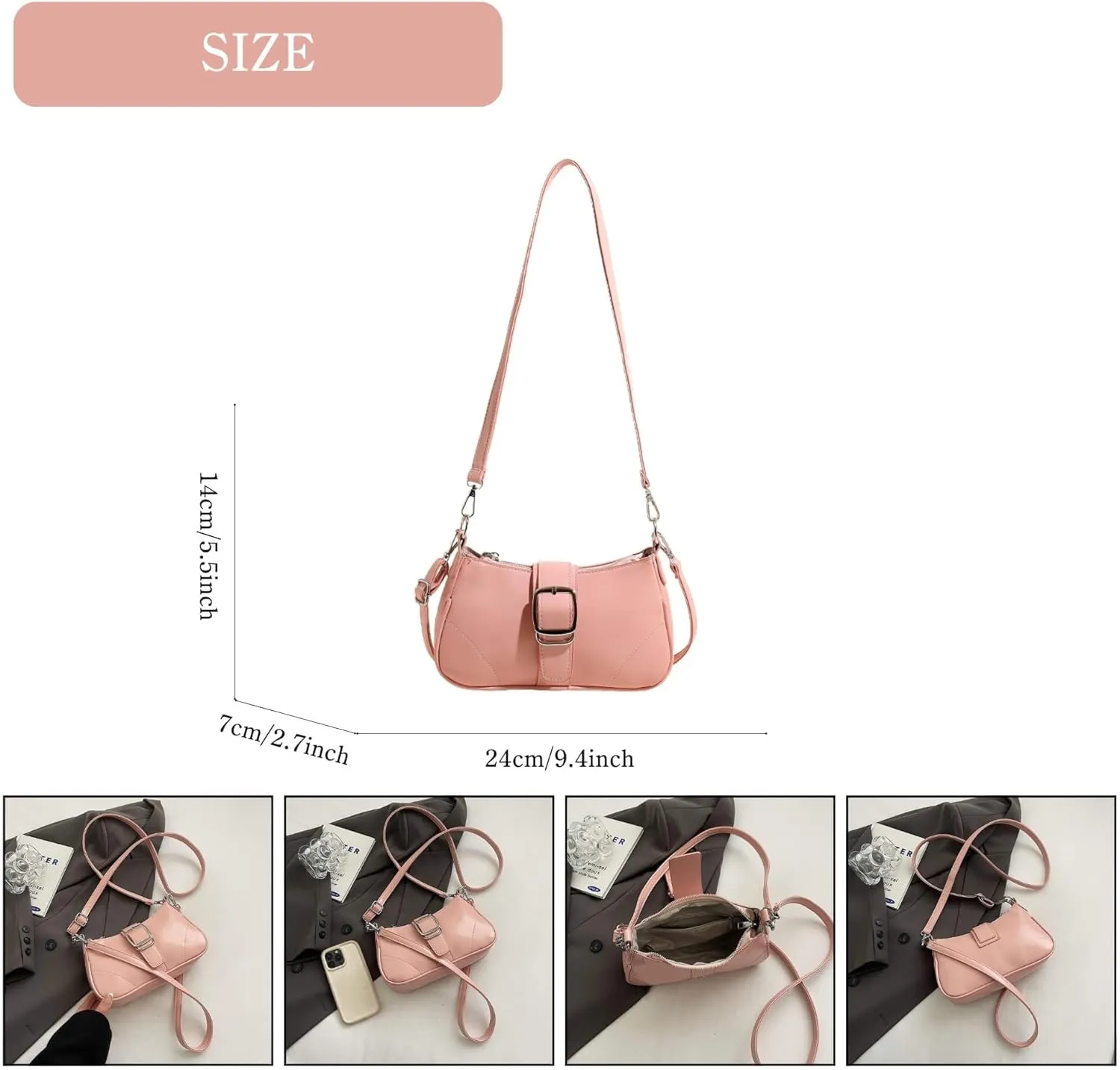 Y2K Style Trendy Purse with Buckle Detail, Punk Hobo Clutch Purse Bag, Ideal for Outings
