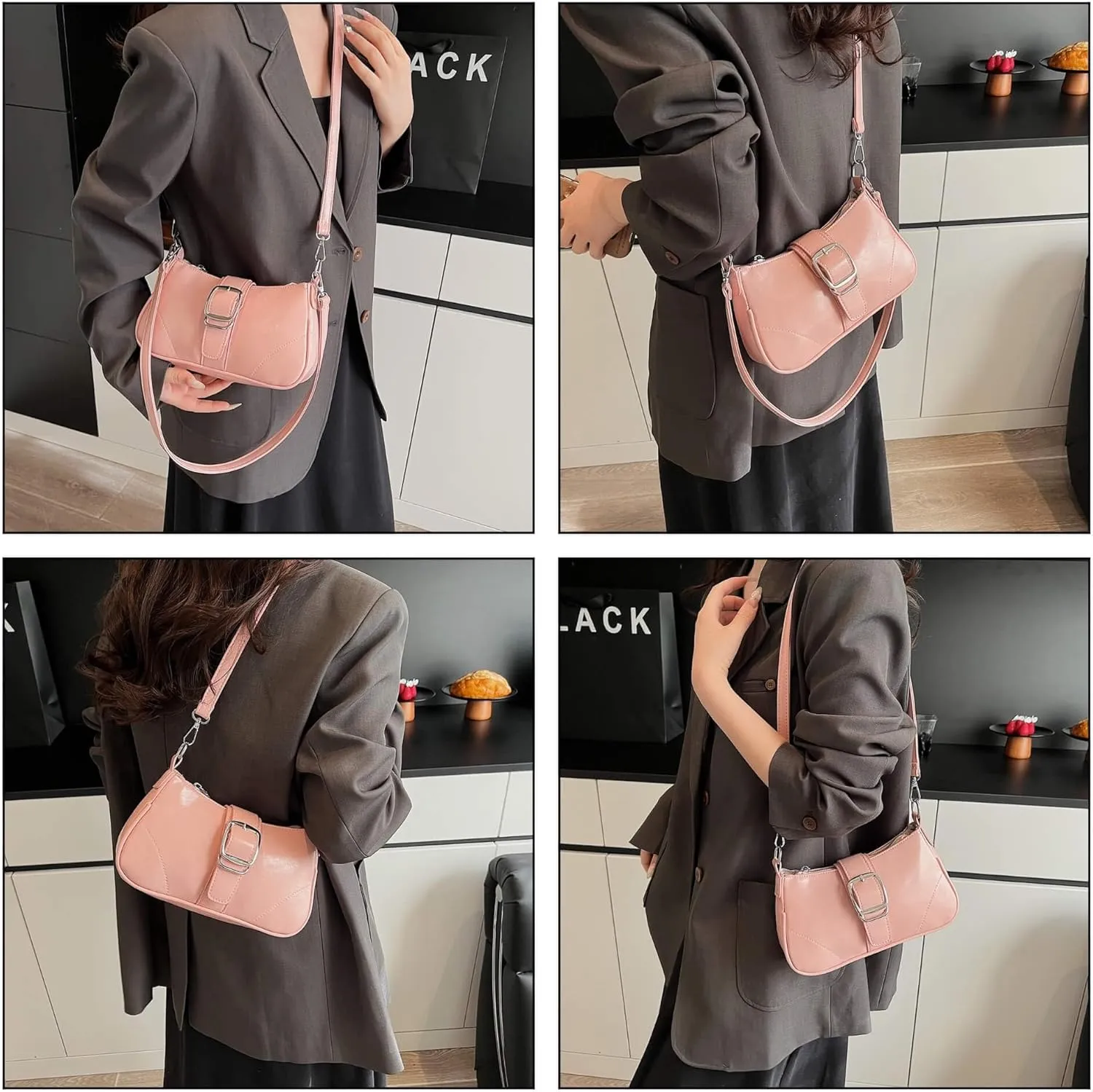 Y2K Style Trendy Purse with Buckle Detail, Punk Hobo Clutch Purse Bag, Ideal for Outings
